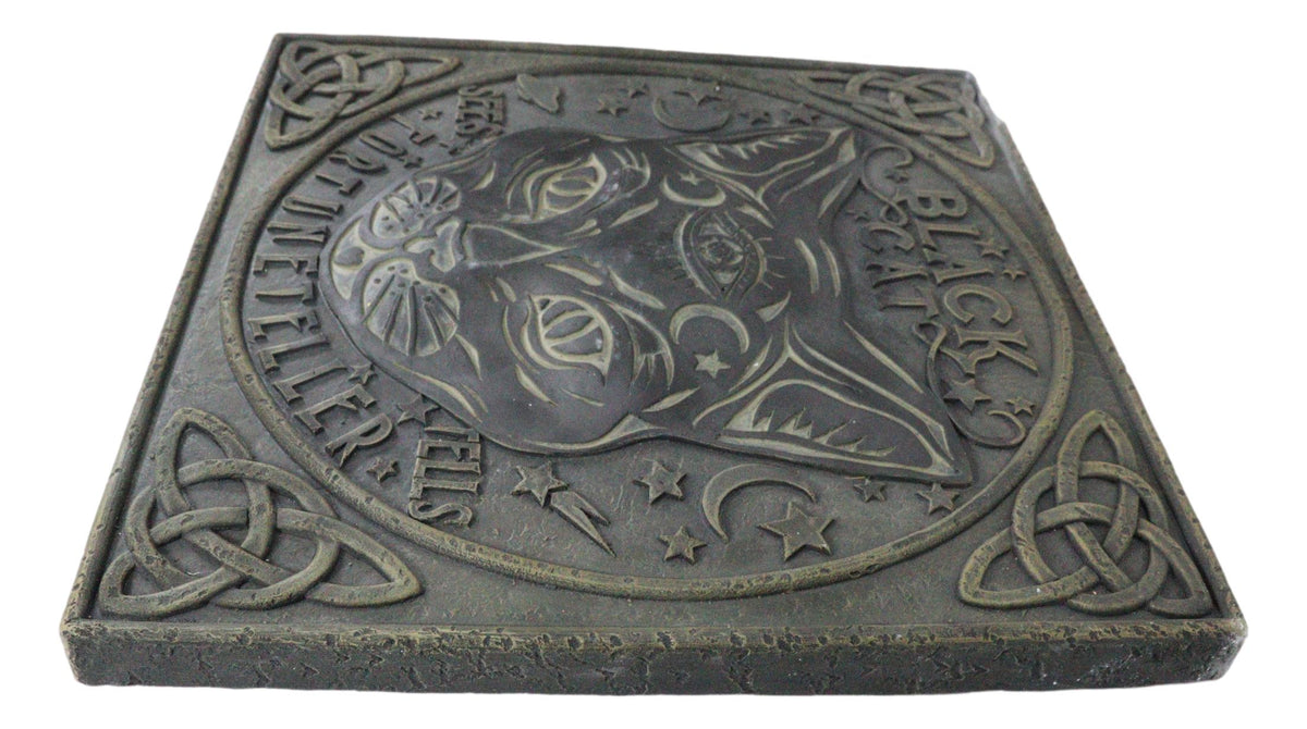 Wicca Halloween Black Cat Sees and Tells Fortune Teller Resin Stepping Stone