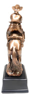 Wild West Cowboy With Rearing Horse In Pursuit Bronze Electroplated Figurine