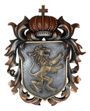 Ebros Large Medieval Heraldic Royal Lion Coat of Arms King Crown Shield Plaque