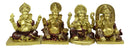 Ebros Set Of 4 Miniature Hindu God Of Success Lord Ganesha Sitting On Throne Figurines