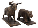 Ebros Cast Iron Wall Street Stock Market Charging Bull and Retreating Bear Bookends Statue Set Investors Money Managers Commodity Exchange Professionals Bulls VS Bears Animal Decor Figurine