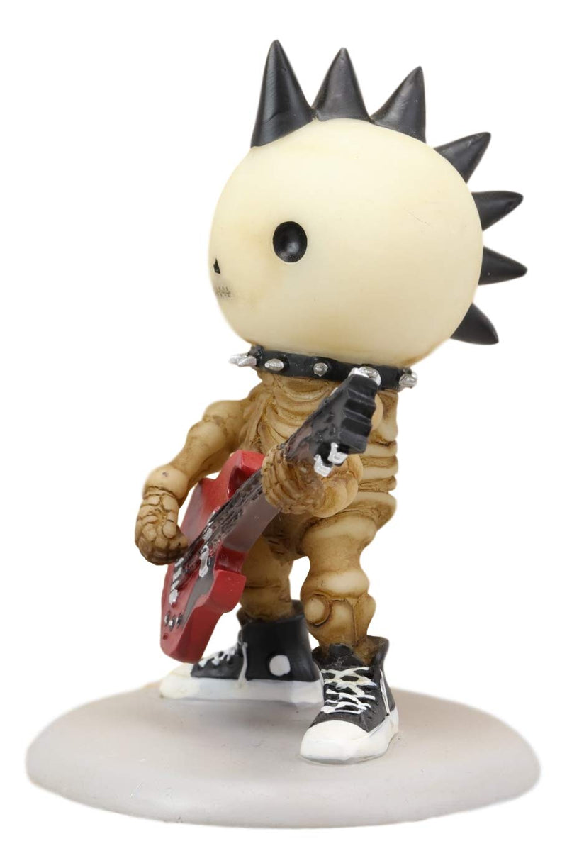Ebros Lightning Lucky The Rock Star Skeleton Electric Bass Guitar with Spiked Mohawk Statue 3.75" Tall Unfortunate Luck of The Lightning Bassist Rocker Skulls Skeletons Collectible Figurine