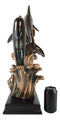Large 23"H Nautical Marine 2 Bottlenose Dolphins Leaping Over Ocean Waves Statue