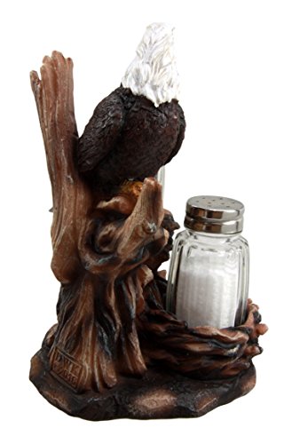Ebros Bald Eagle Residing By Its Nests Salt and Pepper Shaker Set Holder 6.5"H