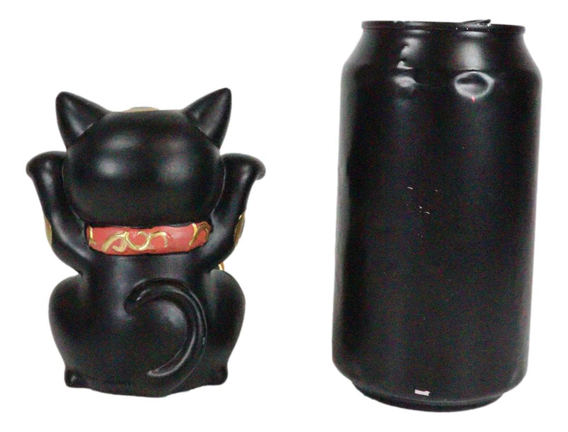 Black Maneki Neko Cat Collector Figurine Japanese Lucky Cat Charm Mao Mao Kitten