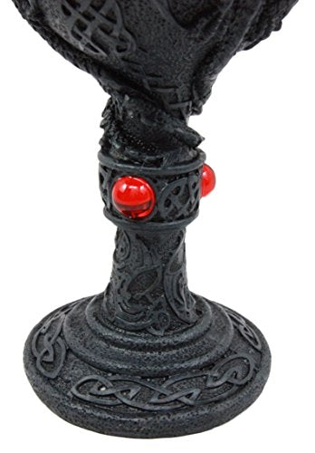 Ebros Gift Large Night Terror Winged Demonic Dragon Wine Drink Goblet Cup Chalice Figurine 8oz