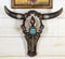Rustic Western Angel Wings Turquoise Gem Steer Bull Cow Skull Wall Decor Plaque