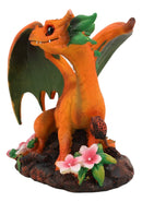 Ebros Medieval Fantasy Green Thumb Juicy Peach Dragon Statue Fairy Garden Collectible