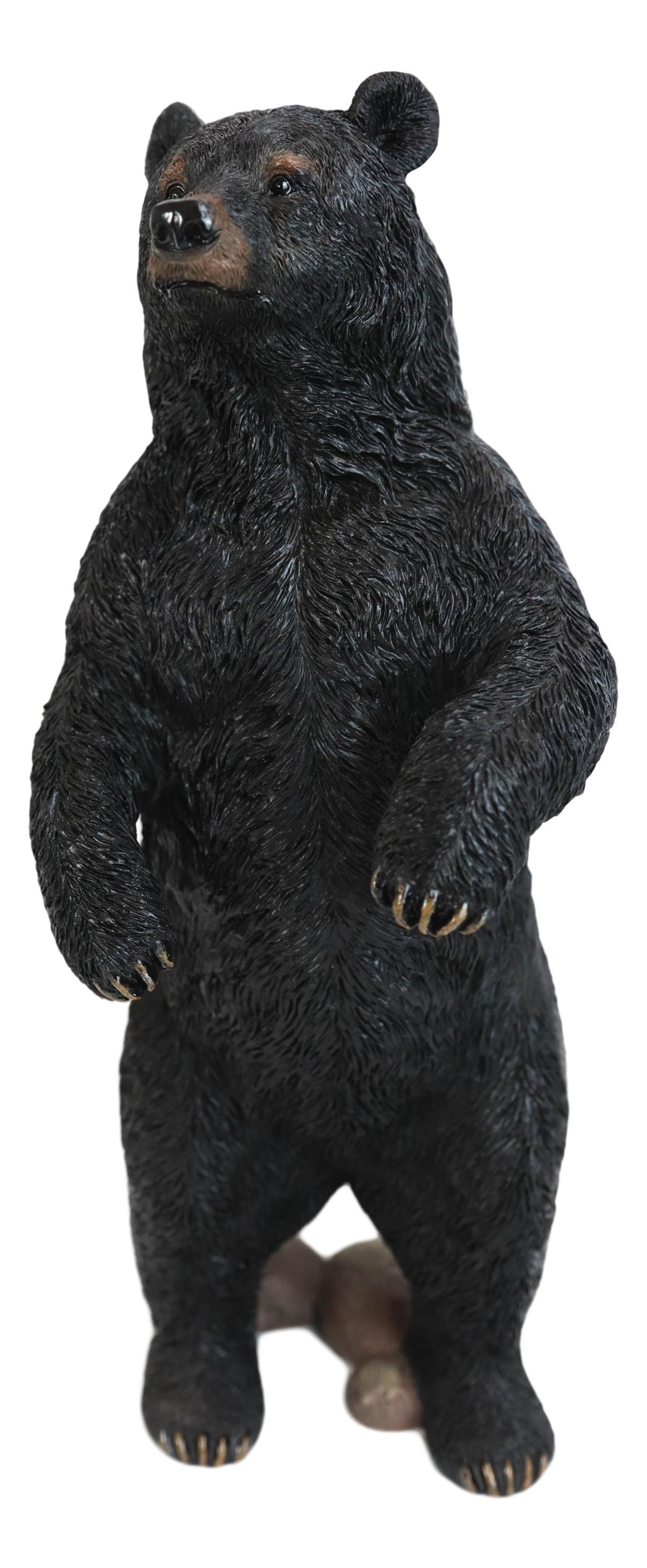 Western Rustic Forest Standing Black Bear Statue 12"H Cabin Lodge Bears Figurine