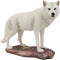Ebros Gift Realistic Winter Hunter Tundra Snow White Albino Wolf Statue 8" Long