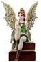 Ebros Steampunk Burlesque Traveler Fairy Sitting On Suitcases Figurine 9" H Victorian Atlas Globe Faerie with Clockwork Wings (Suitcase Atlas)