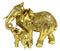 Noble Golden Decorated Elephant Embracing Calf Buddha Figurine Sculpture