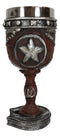 Western Stars And Horseshoes Floral Scroll In Faux Tooled Leather Wine Goblet