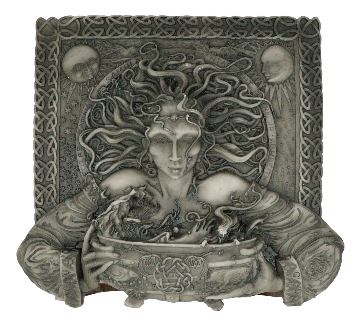 Celtic Goddess of Rebirth Cerridwen With Magical Potions Cauldron Wall Decor - Ebros Gift