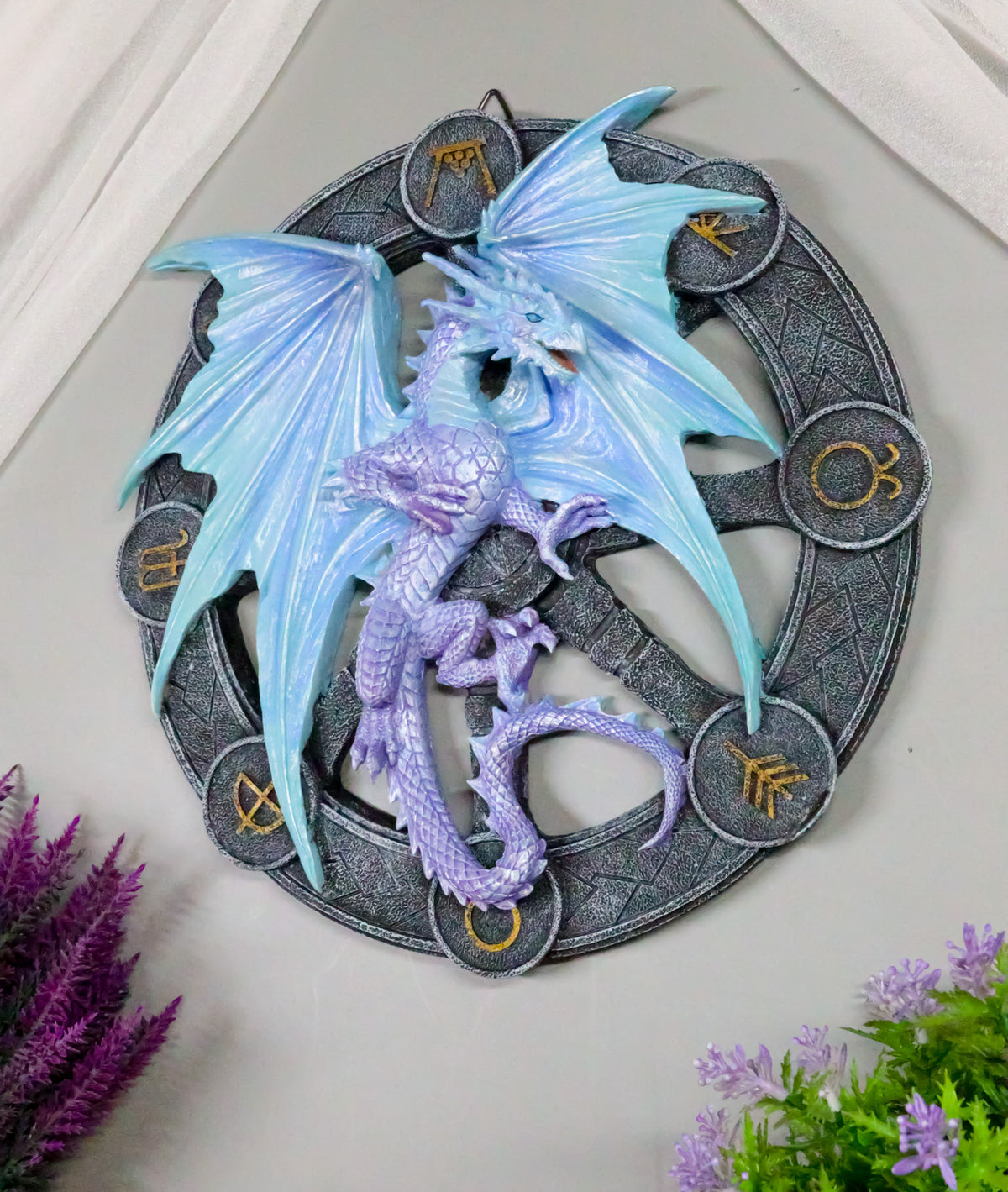 Yule Drake Winter Solstice Wheel of The Year Sabbats Of The Dragon Wall Decor - Ebros Gift