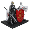 Medieval Black White Crusader Swordsman Knights Business Cards Holder Figurine