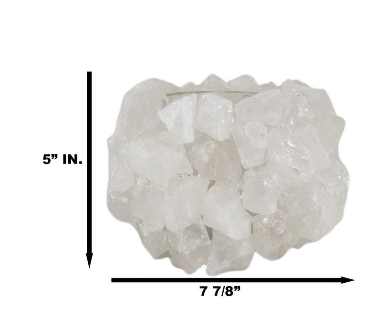 Quartz Crystal Mineral Stone Rocks Floral Vase Contemporary Accent Sculpture