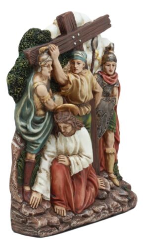 Ebros Christian Catholic Stations of The Cross Statue Way of The Sorrows Via Crucis Jesus Christ Path to Calvary Crucifixion Decor Figurine (Station 5 Jesus is Helped by Simon of Cyrene)