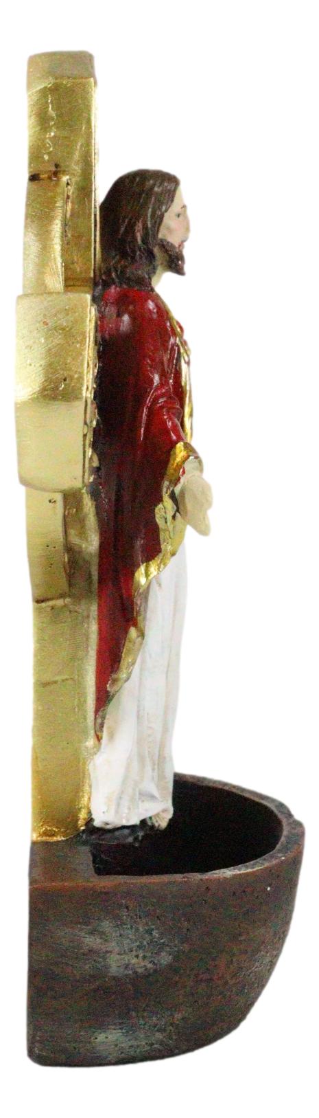 Catholic Sacred Heart of Jesus Holy Water Font Religious Sacrament Wall Decor