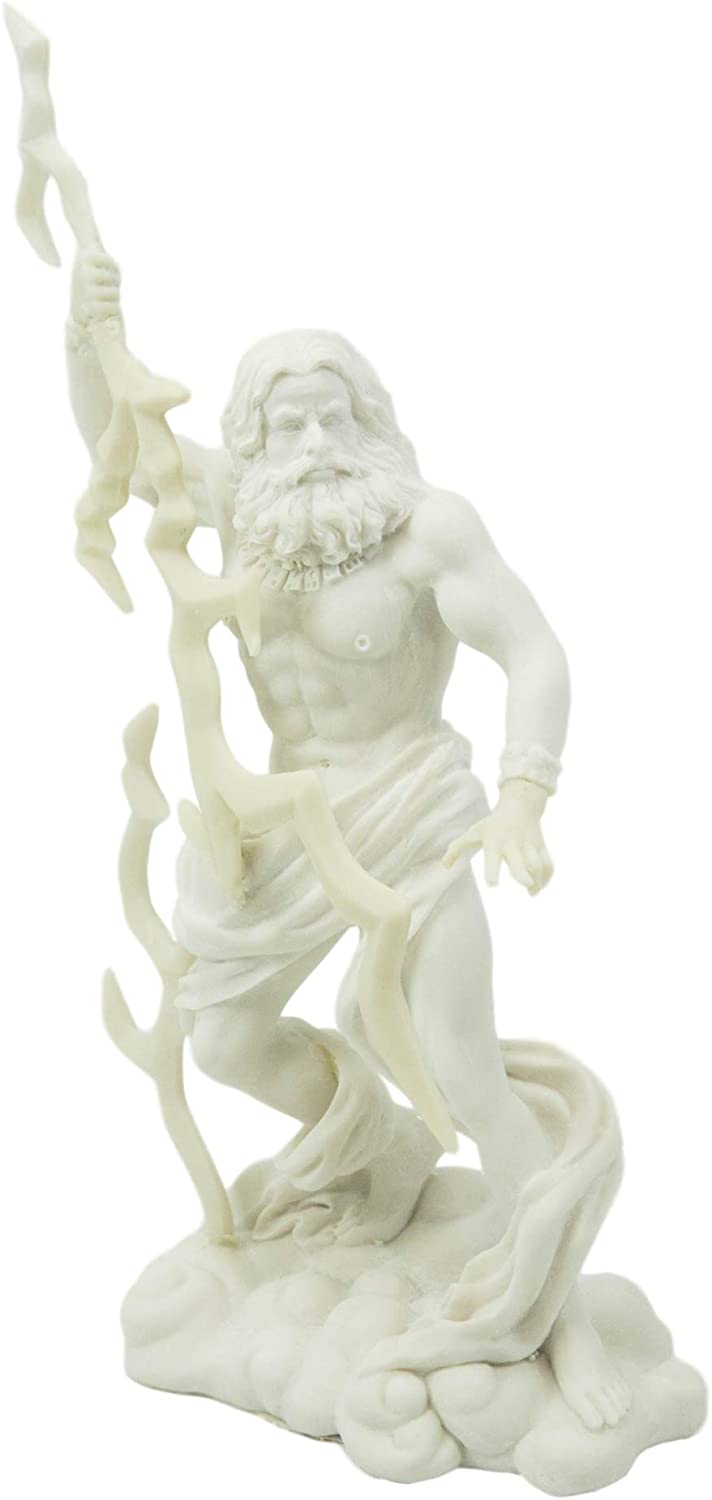 Ebros Greek God Zeus Jupiter On Clouds Holding Lightning Bolt Statue 11.25" H - Ebros Gift