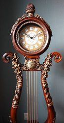 Ebros Gift 67"H Large Vintage Harp Shaped Timeless Grandfather Clock Furnishing Decor