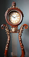 Ebros Gift 67"H Large Vintage Harp Shaped Timeless Grandfather Clock Furnishing Decor