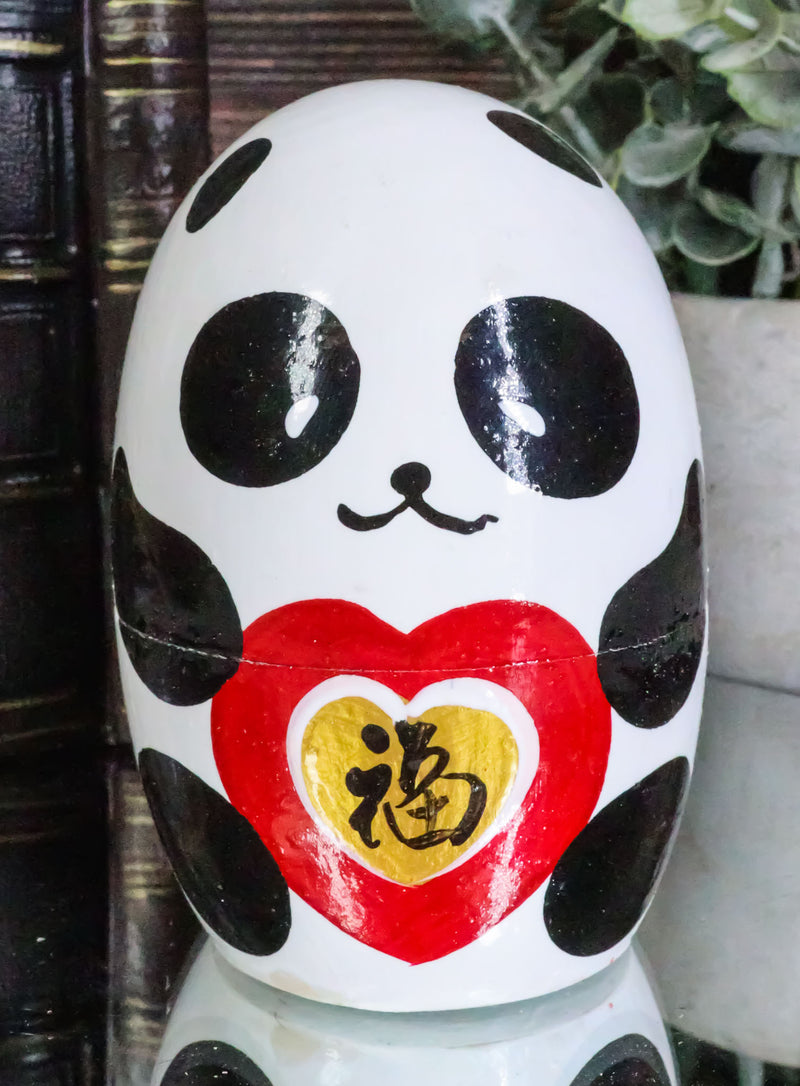 Ebros Giant Panda Bear Wooden Toy Stacking Nesting Dolls 5 Piece Matryoshka