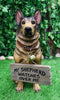 Faithful Collared German Shepherd Guard Dog Large Figurine Holding Sign Statue