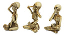 Gothic Necromancy Magic See Hear Speak No Evil Bony Skeleton Figurines Set Of 3