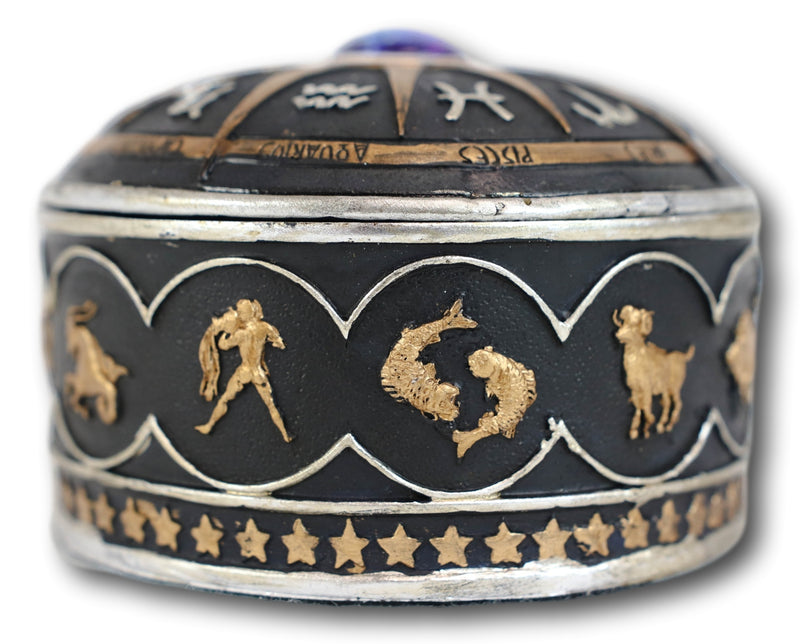 Greek Zodiac Constellations with Sun and Space Gem Lid Decorative Trinket Box