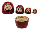 Red Japanese Samurai Wooden Stacking Matryoshka Nesting Dolls 5 Piece Set Toy