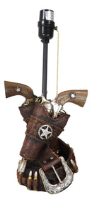 Rustic Western Double Six Shooter Gun Pistols In Holsters Cowboy Belt Table Lamp