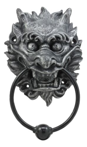Ebros Far East Oriental Chinese Dragon Door Knocker Resin With Metal Ball
