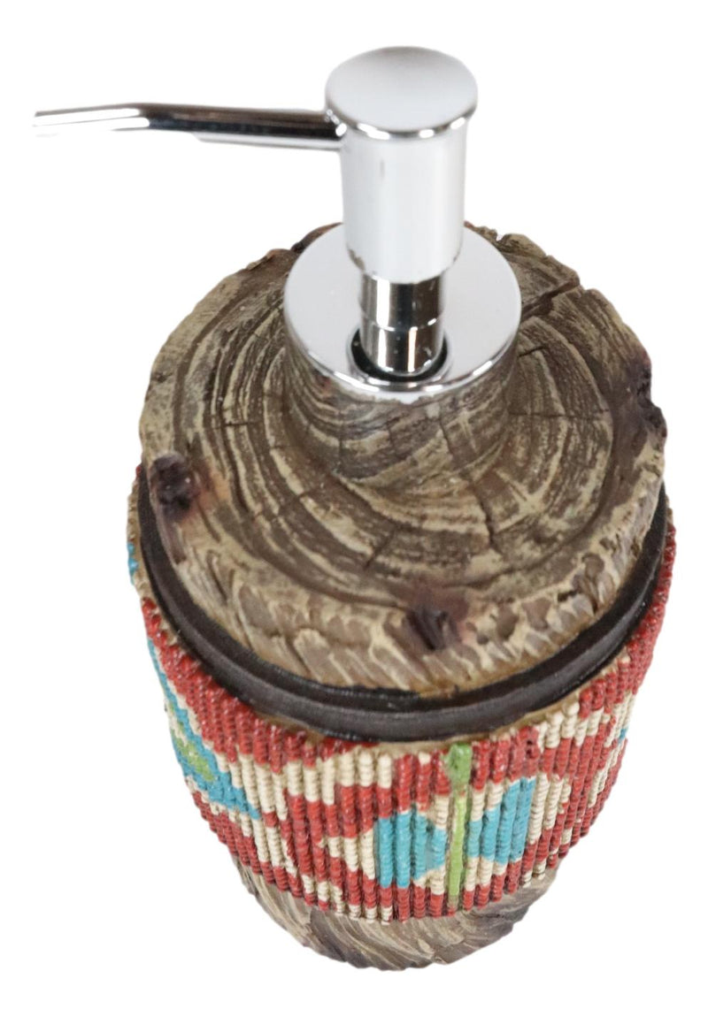 Rustic Western Turquoise Aztec Pattern Faux Wood Liquid Soap Pump Dispenser