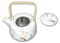 White Faux Marble With Gold Veins Ceramic Tea Pot And Cups With Tray Set For 4