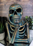 Eerie Daydreaming Thinker Skull Skeleton Bust with LED Night Light Ribs Figurine