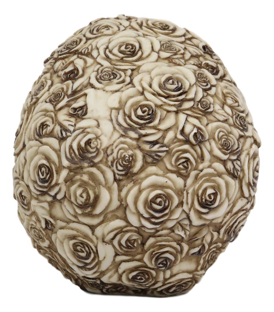 Ebros Tooled Ornate Floral Skull Figurine DOD Rose Sugar Skulls Statue 6.5"L