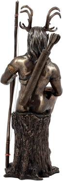 Celtic Pagan God Herne The Hunter Statue 11"Tall In Bronze Patina The Horned God