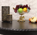 Ebros Gift Vintage Antique Baroque Design Oval Bowl Acrylic Glass Dish 11" Wide Dessert Fruits Footed Platter Stand with Electroplated Gold Vineyard Base Sculpture and Austrian Crystals Centerpiece