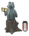 Ebros Gift 15" Tall Aluminum Metal Whimsical Bookworm Frog With Coffee Mug Cup Sitting On Tree Stump Garden Statue
