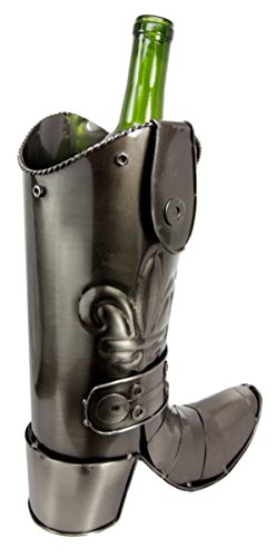 Ebros Le Fleur Crusader Medieval Knight Boot Steel Metal Wine Bottle Holder Caddy