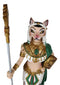 Ebros 11" Tall Colorful Egyptian Feline Goddess Bastet Cat with Slain Snake Apep Tail Holding Spear & Shield Statue 11" H Ubasti Bast Figurine - Ebros Gift