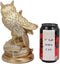 Ebros Golden Owl Of Bibliography Figurine Wisdom Of The Woods Wise Great Horned Owl With a Pen Feather Writing On A Stack Of Scholarly Books Collectible Statue With Glitters Accent Decor Of Owls Theme