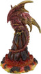 Ebros 10" H Volcano Red Fire Dragon On Rock Tower Figurine with LED Night Light - Ebros Gift