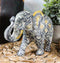 Ebros Silver Gold Patterned Elephant 6.5"L Feng Shui Elephant Mother Figurine