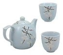 Japanese Sakura Pastel Sky Blue Cherry Blossom Porcelain 20oz Tea Pot and 2 Cups