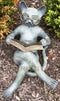Outdoor Garden Bookworm Feline Cat With Glasses Enjoying The Weather Statue