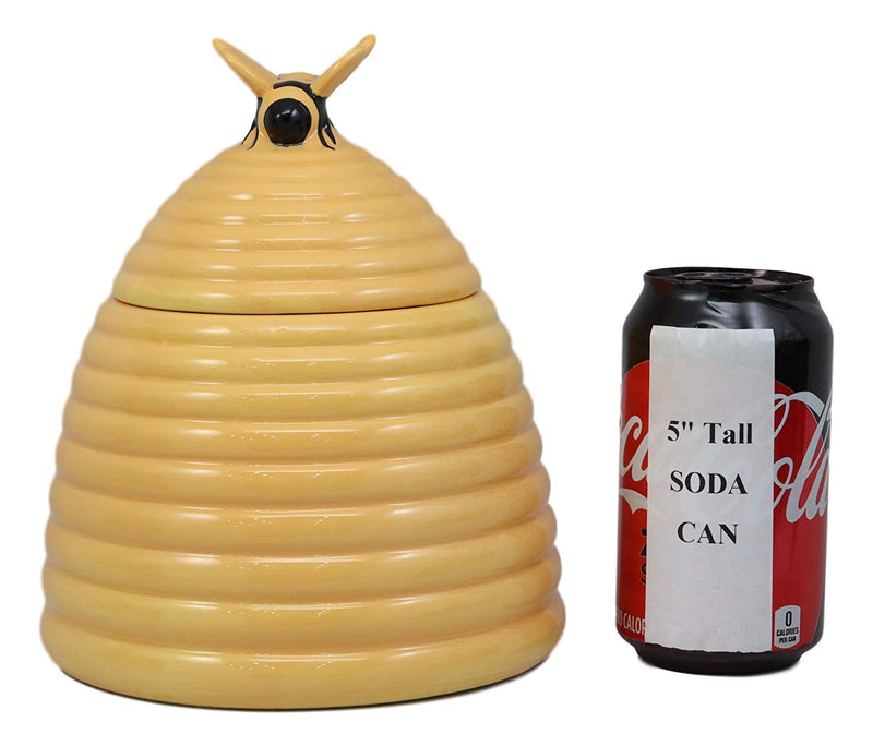 Ebros Rustic Wildlife Busy Honey Bumblebee Bee Hive Beehive Ceramic Cookie Jar 8"Tall