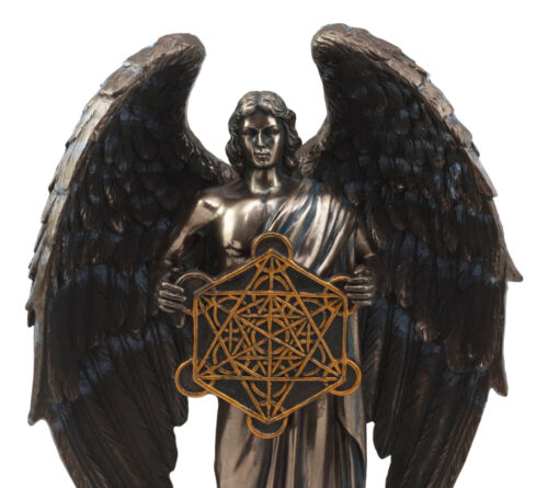 Judaism Metatron Angel Holding Sacred Flower Of Life Geometric Cube Statue