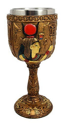 Ebros Ancient Egyptian Goddess Hathor Wine Goblet In Hieroglyphic Design 6oz 7"H